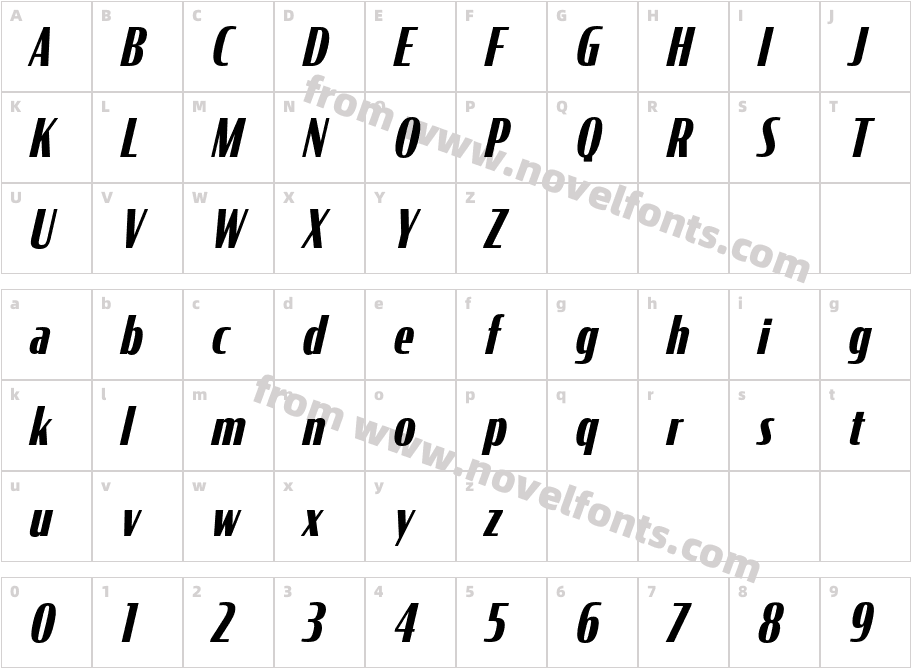 Condor Comp Bold ItalicCharacter Map