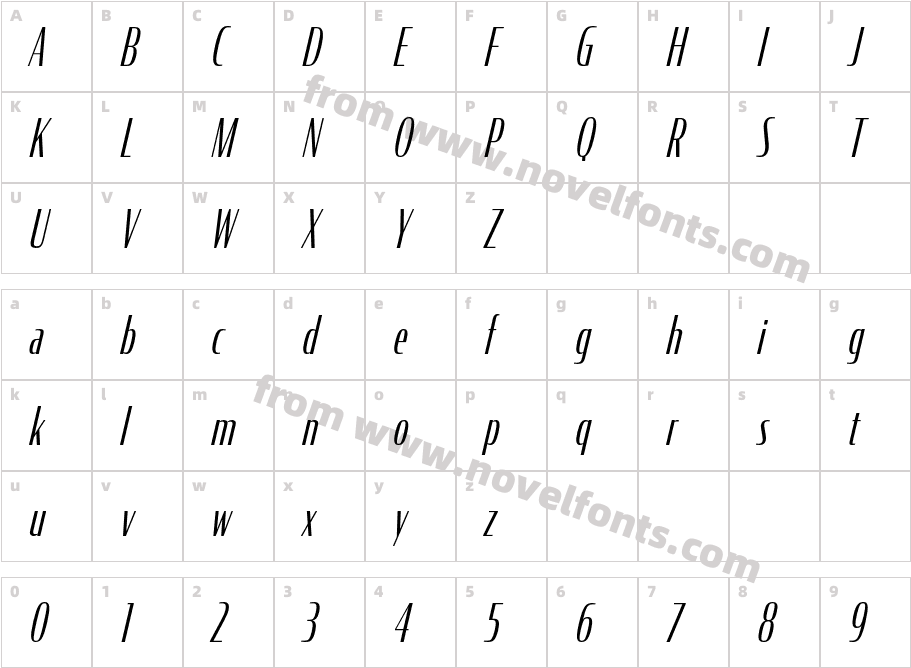 Condor Comp Light ItalicCharacter Map
