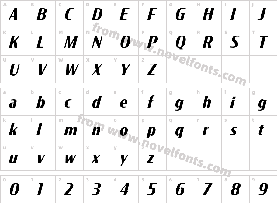 Condor Cond Bold ItalicCharacter Map