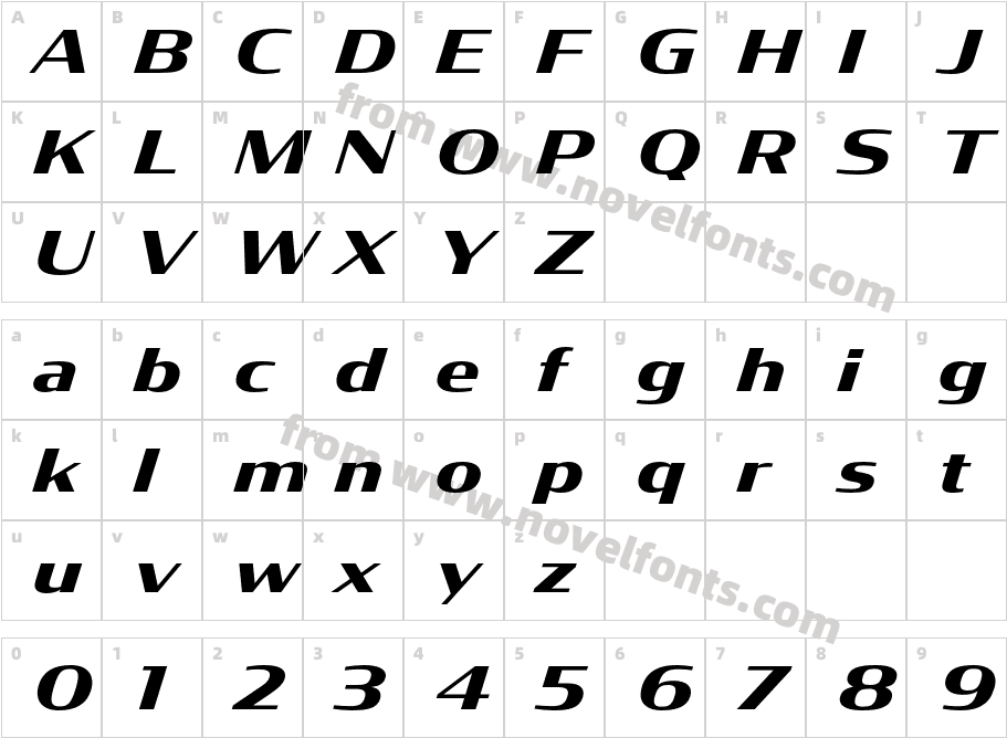 Condor Wide Bold ItalicCharacter Map