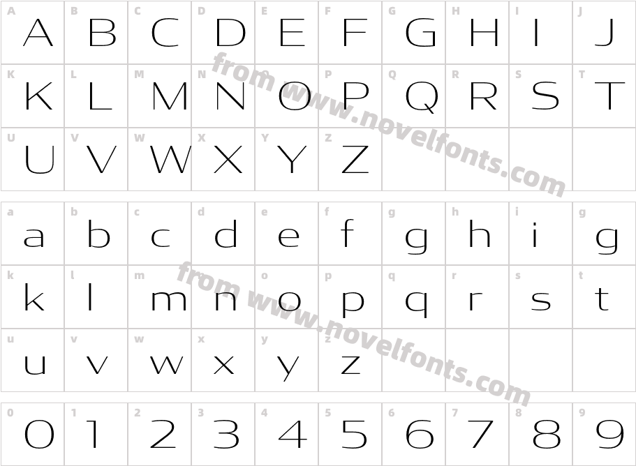 Condor Wide Extra LightCharacter Map