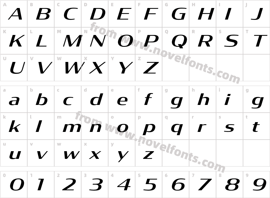 Condor Wide Medium ItalicCharacter Map