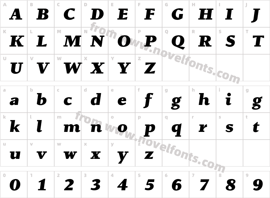Conqueror Slab Black ItalicCharacter Map