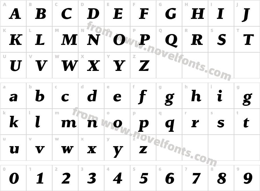 Conqueror Slab Extra Bold ItCharacter Map