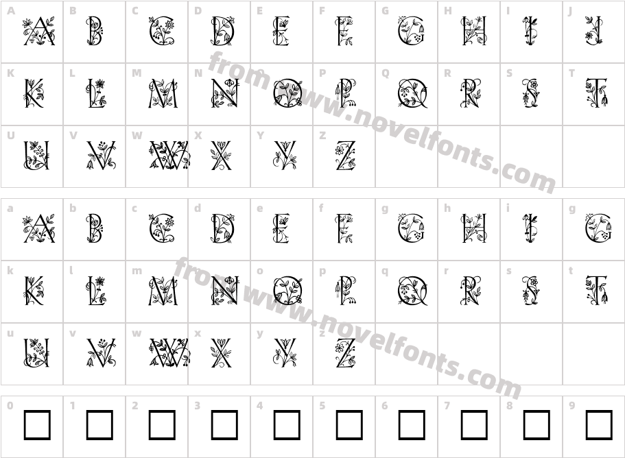 Lilith-Initials RegularCharacter Map