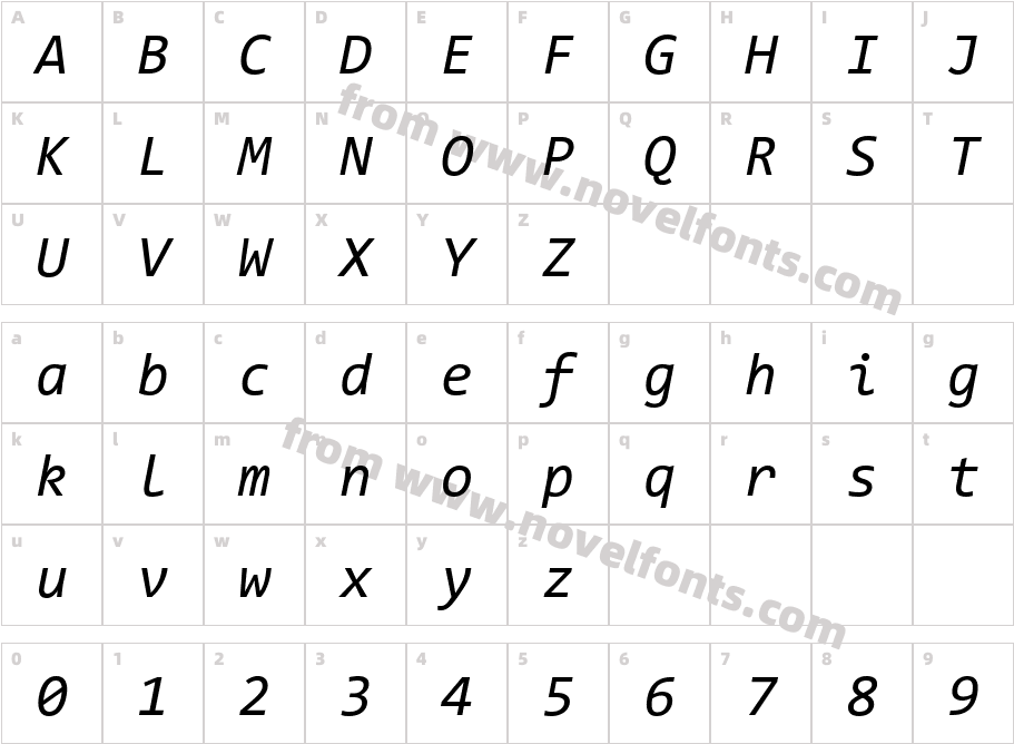 Consolas with Yahei ItalicCharacter Map