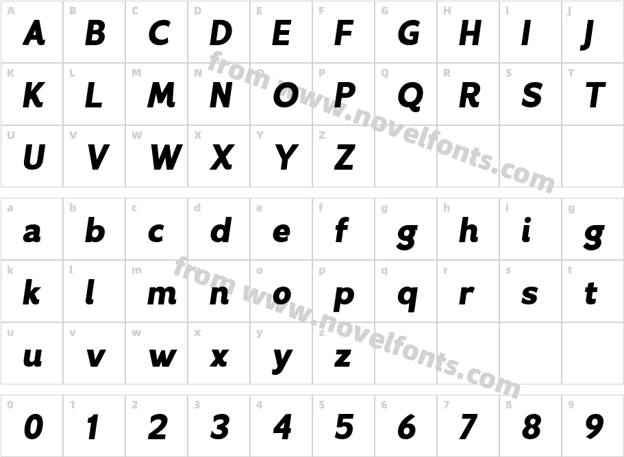 Contage Bold ItalicCharacter Map