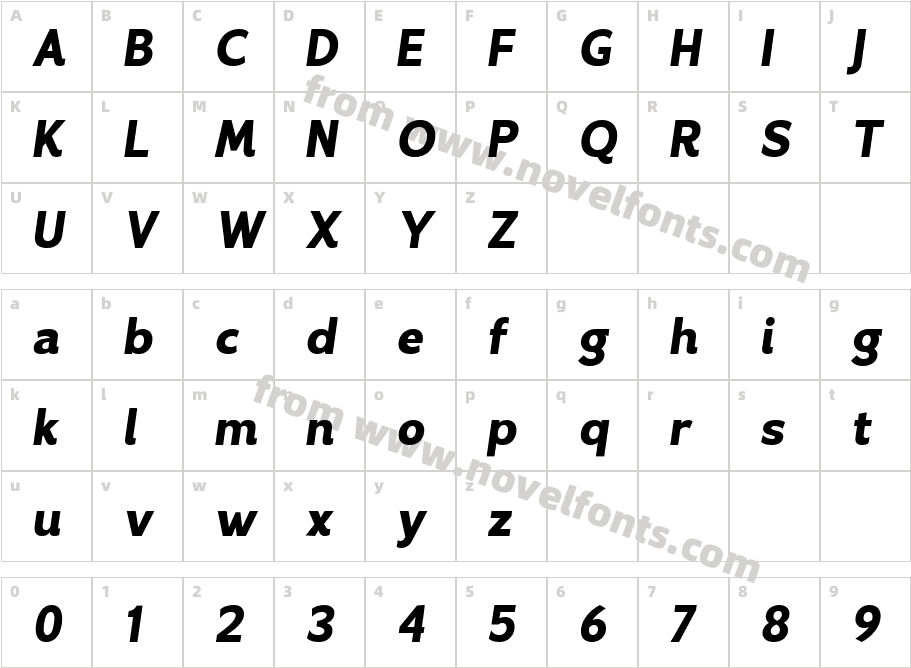 Contage ItalicCharacter Map