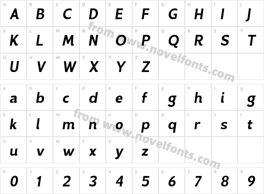 Contage Light ItalicCharacter Map