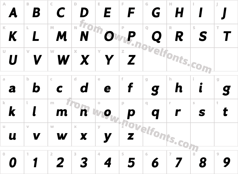 Contage Medium ItalicCharacter Map