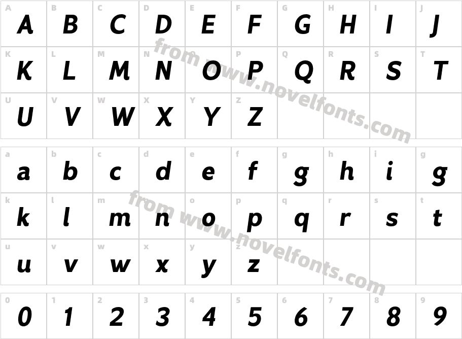 Contage Semi Light ItalicCharacter Map