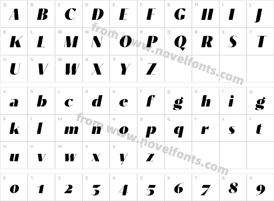 Contralto Big Black ItalicCharacter Map