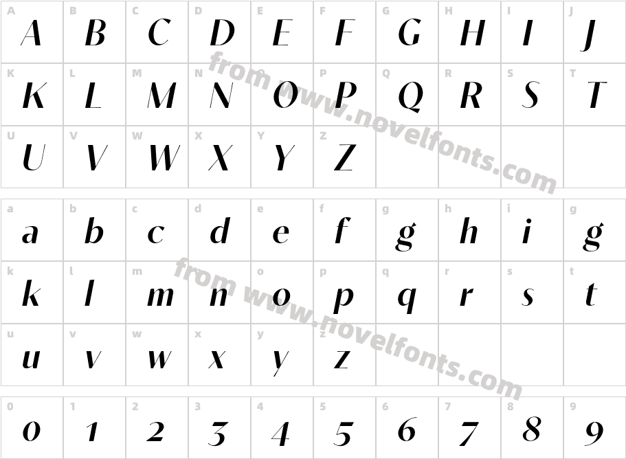 Contralto Big Demi Bold ItalicCharacter Map