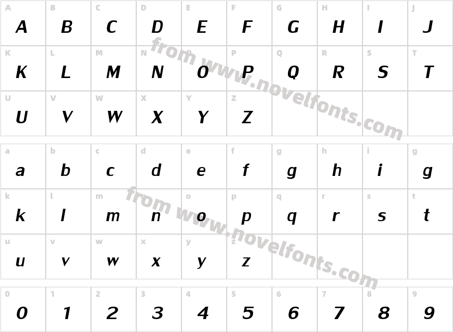 LilyUPC ItalicCharacter Map