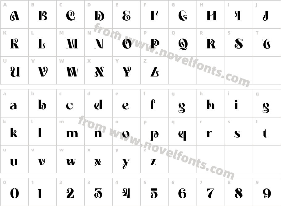Cook Gloire RegularCharacter Map