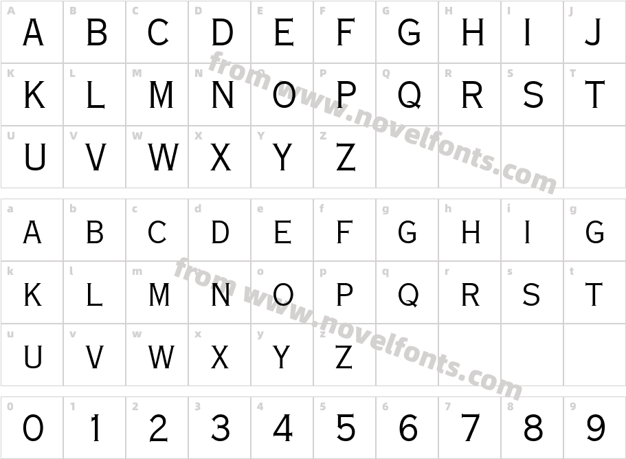 Copperplate Light Condensed S Si Light CondensedCharacter Map