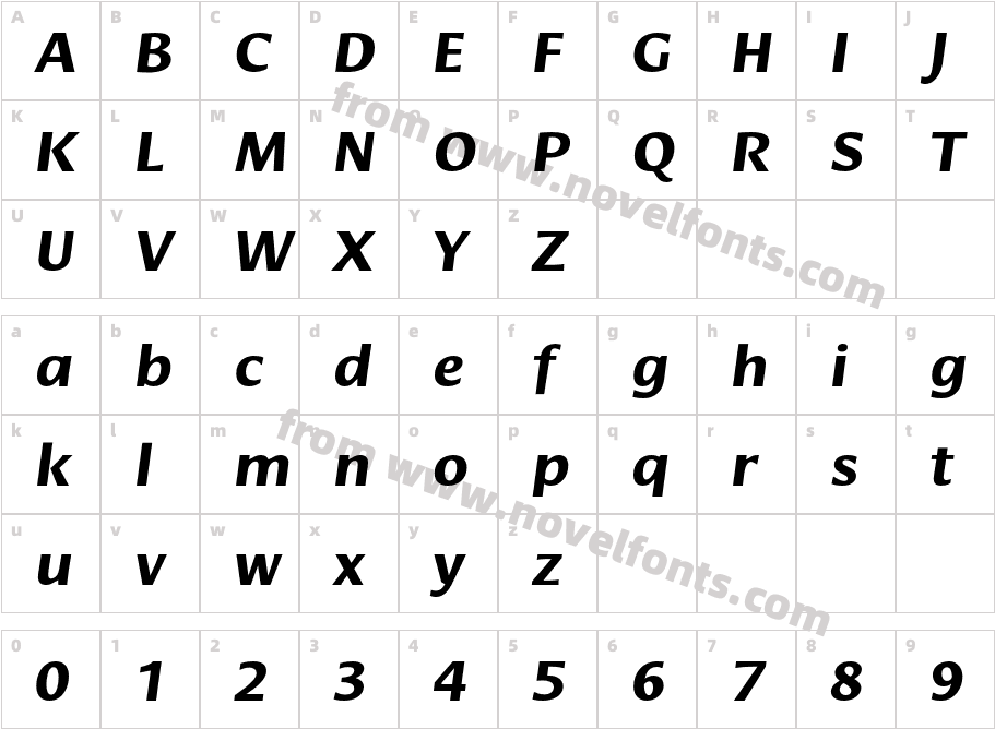 Cora Bold ItalicCharacter Map