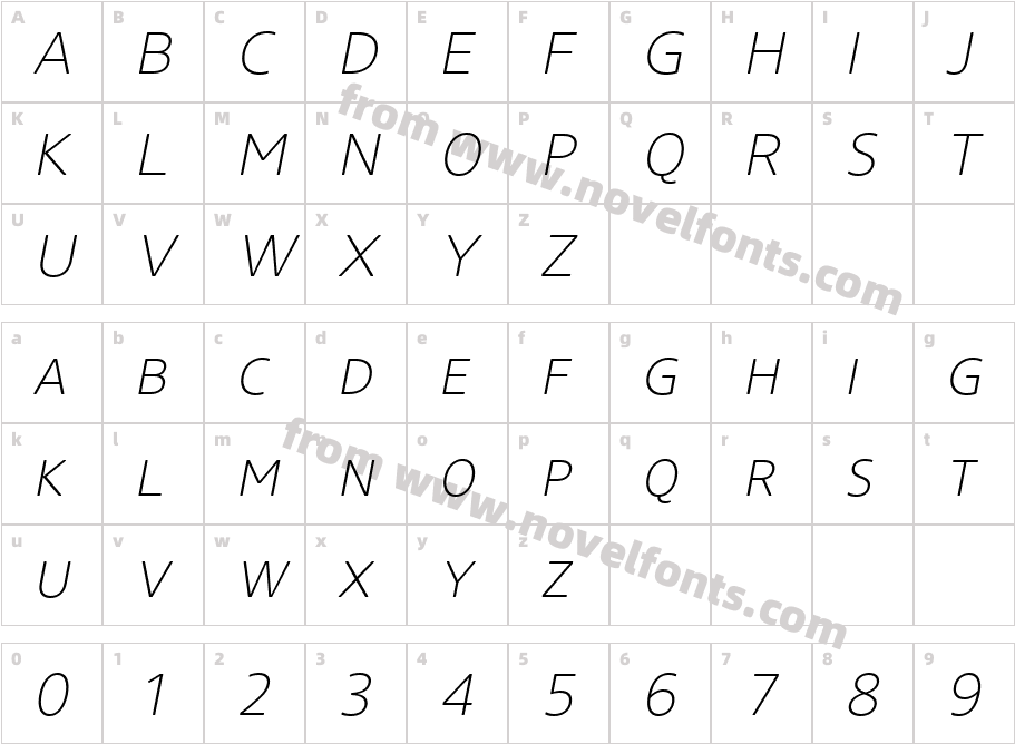 Core Sans NR W02 SC 25 X Lt ItCharacter Map
