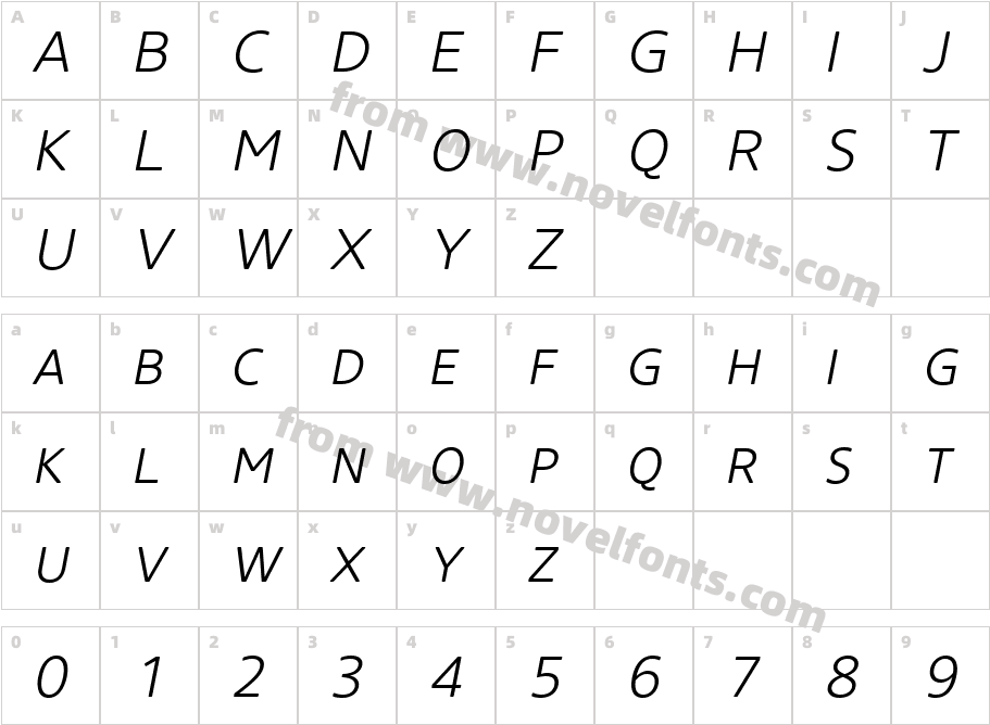 Core Sans NR W02 SC 35 Light ItCharacter Map