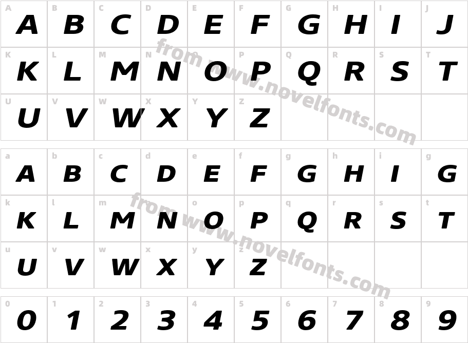 Core Sans NR W02 SC 73 XX Bd ItCharacter Map