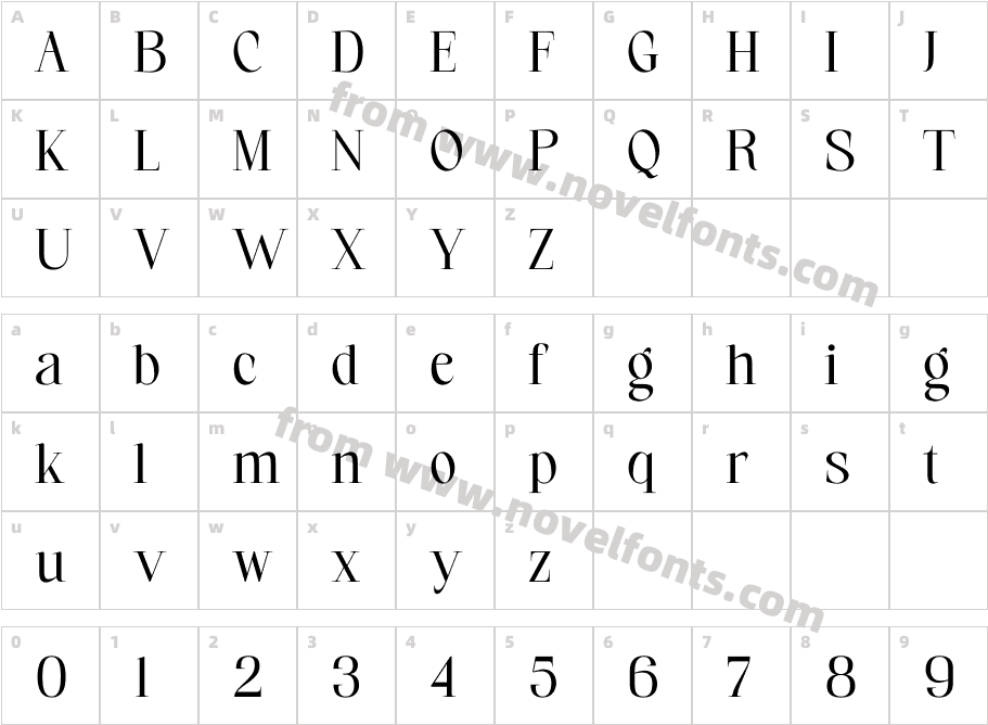 Cornate RegularCharacter Map