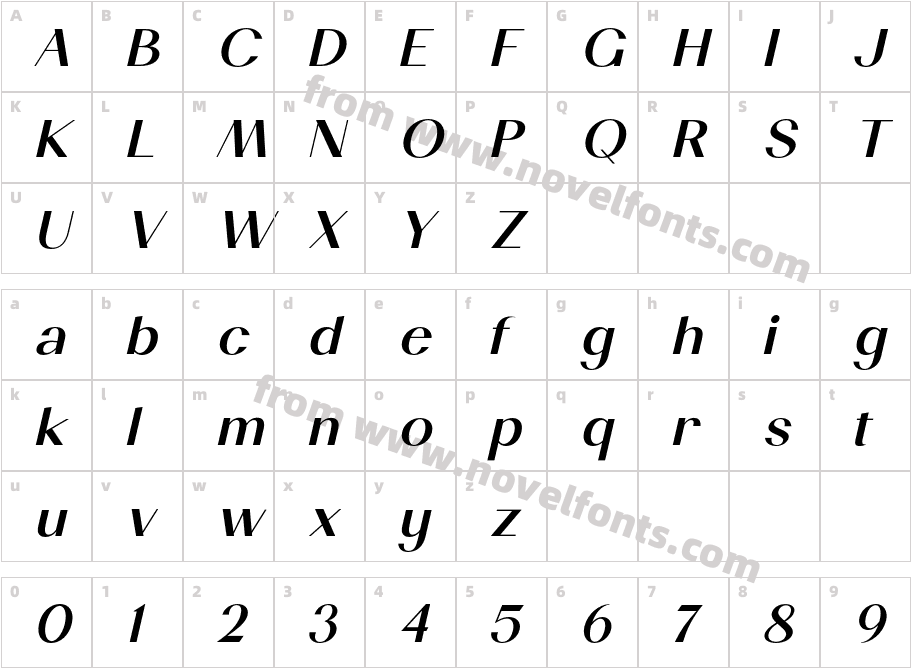 Cosen Bold ItalicCharacter Map