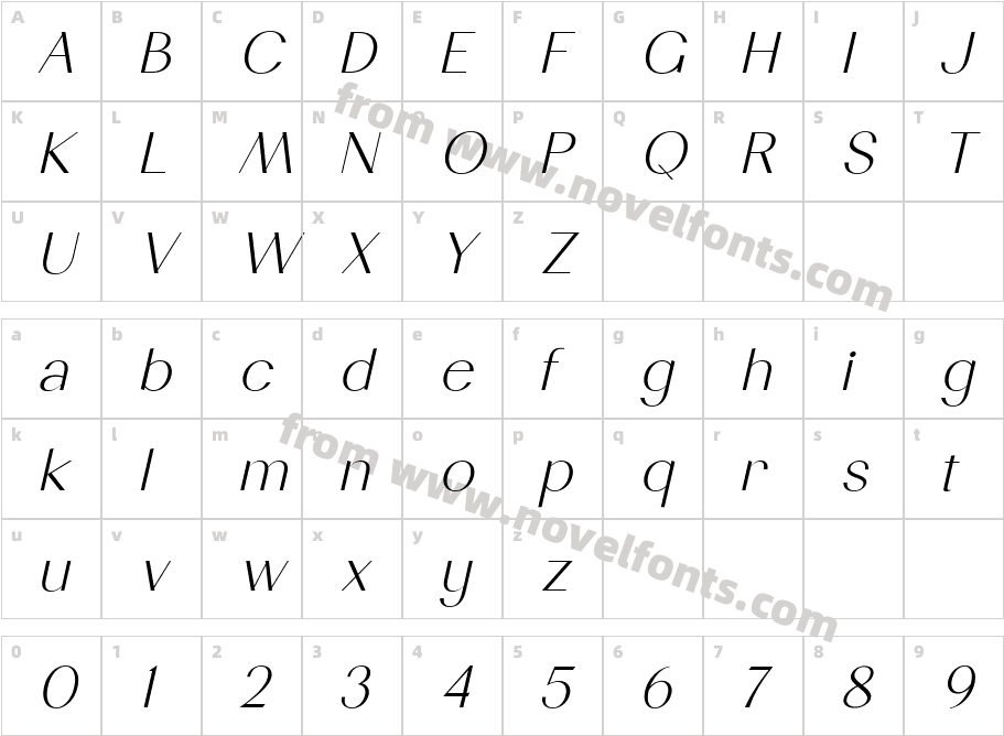 Cosen Light ItalicCharacter Map