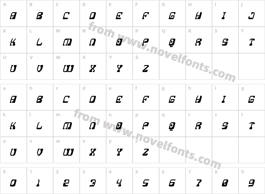 Cosmic Echoes ItalicCharacter Map