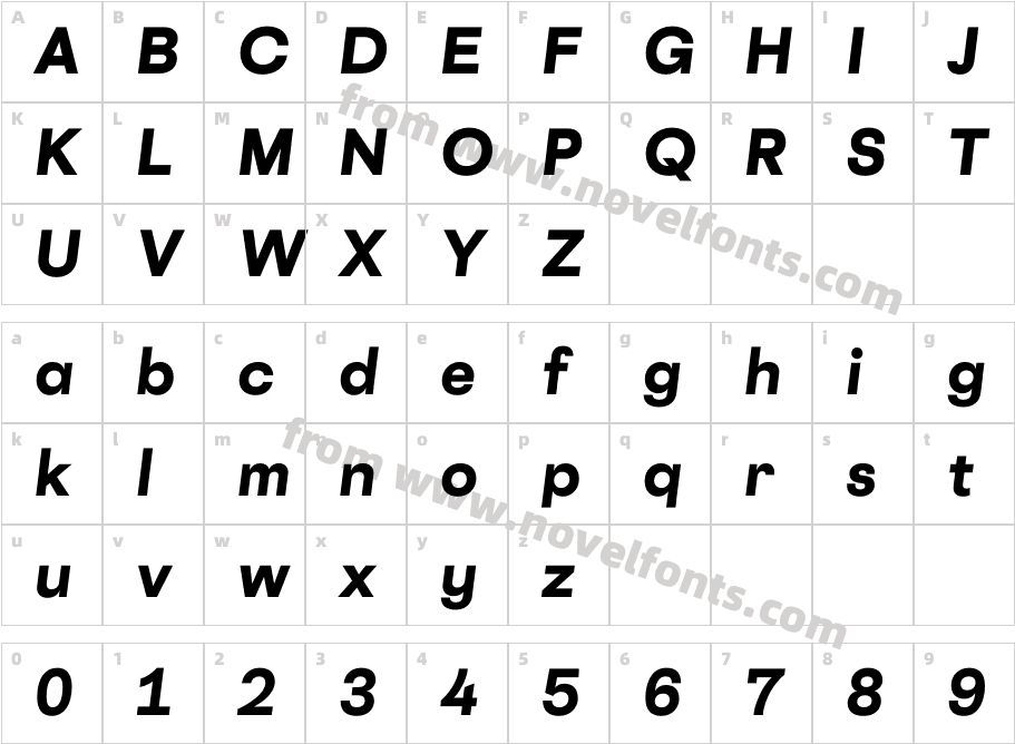 Cosmica Trial Extrabold ItalicCharacter Map