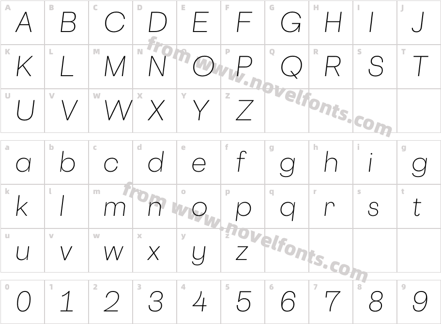 Cosmica Trial Light ItalicCharacter Map