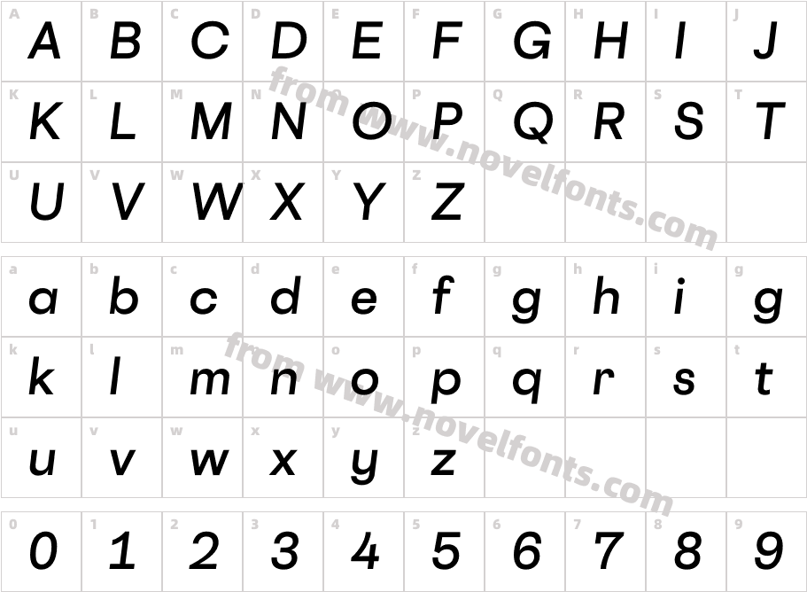 Cosmica Trial Semibold ItalicCharacter Map