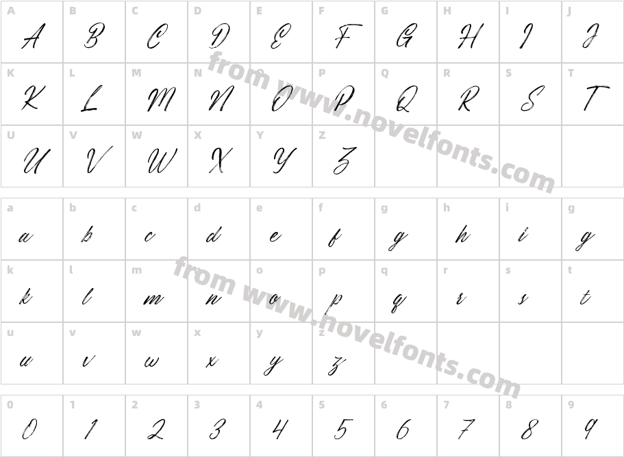 Costiera SlantCharacter Map