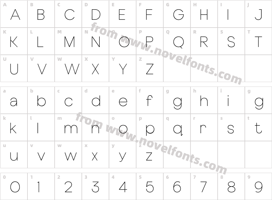 Cottorway Typeface LightCharacter Map