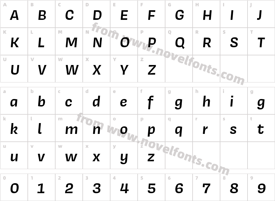 Covik Sans Demo Semibold ItalicCharacter Map