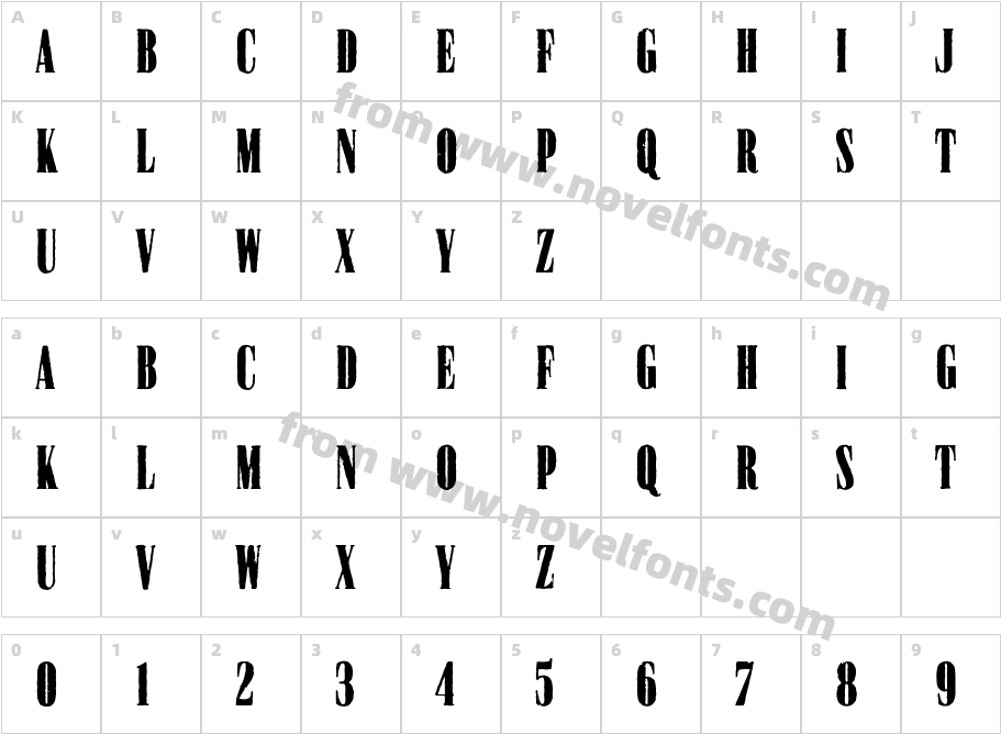 Cralter Serif RoughCharacter Map