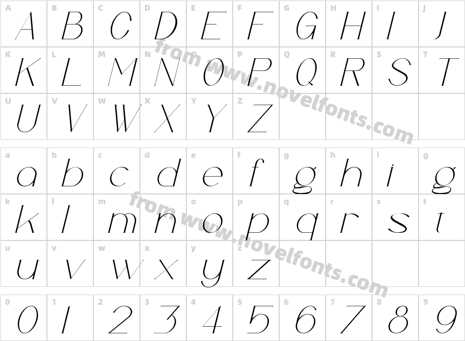 Craucell ItalicCharacter Map