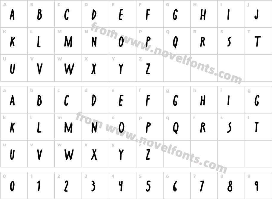 Crayonize BoldCharacter Map