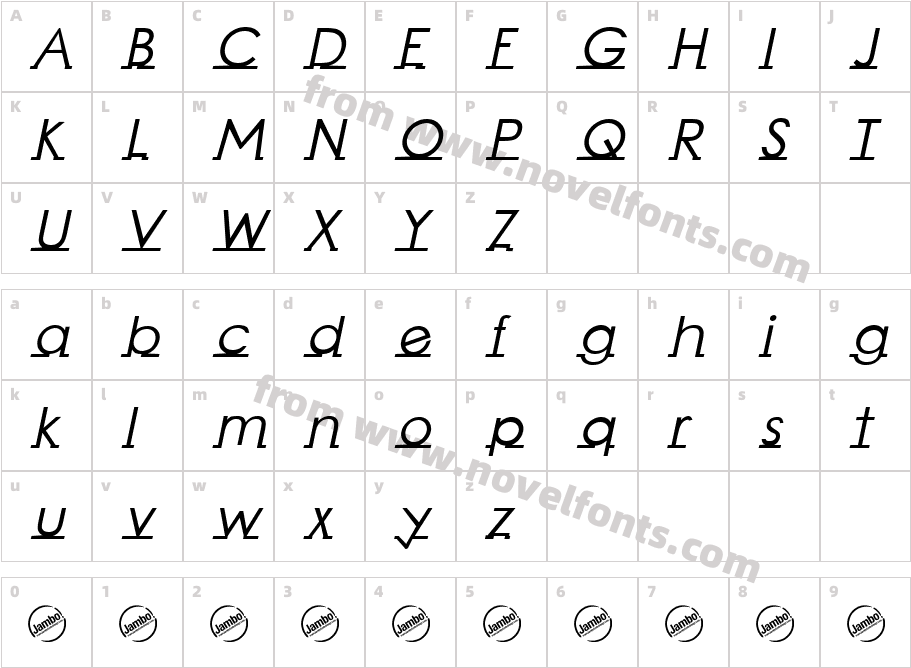 Linearmente-BoldItalicCharacter Map