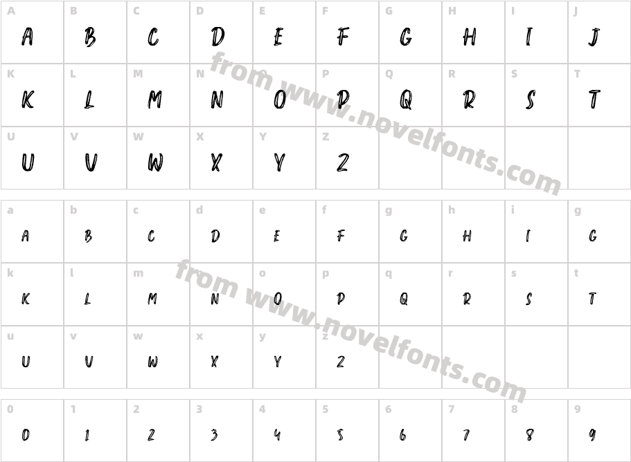 Creshex Brush FontCharacter Map