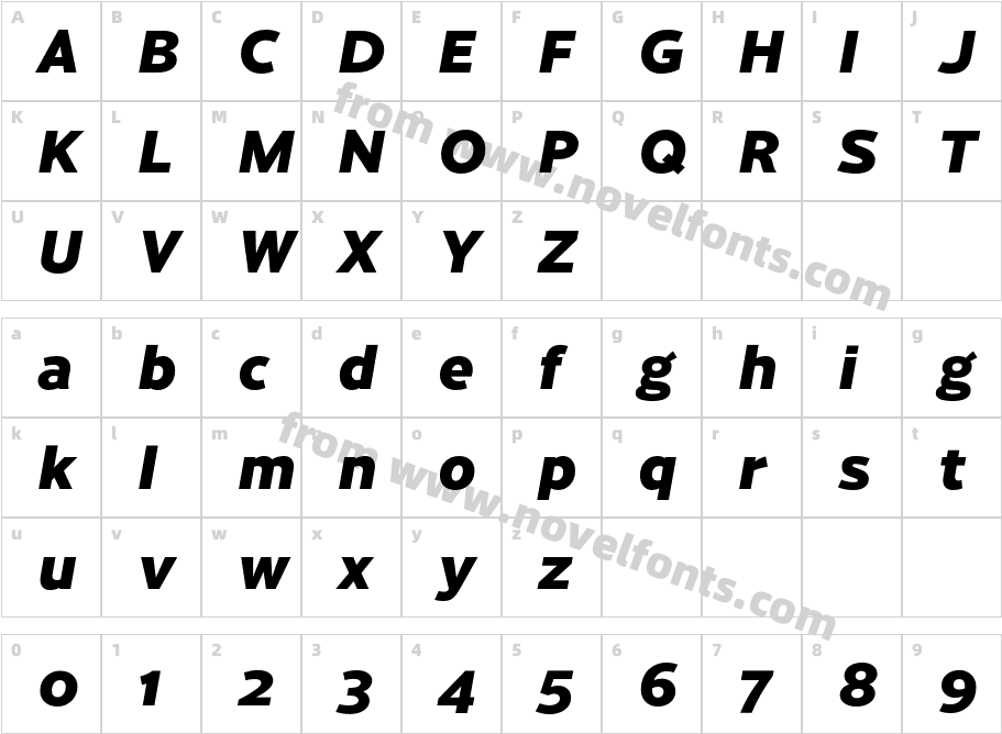 Cresta Black ItalicCharacter Map