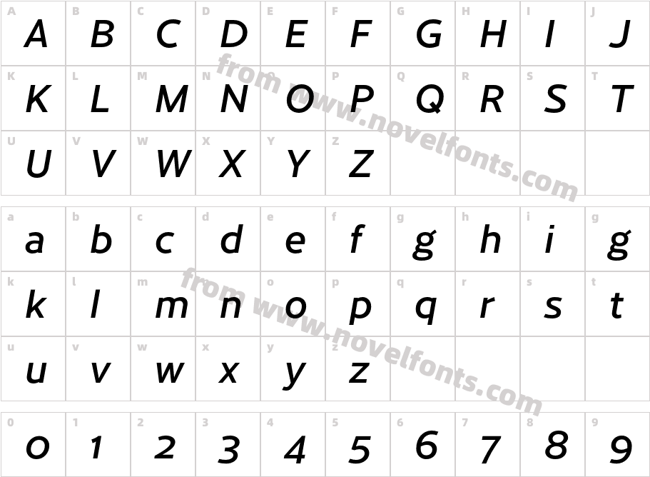 Cresta Medium ItalicCharacter Map