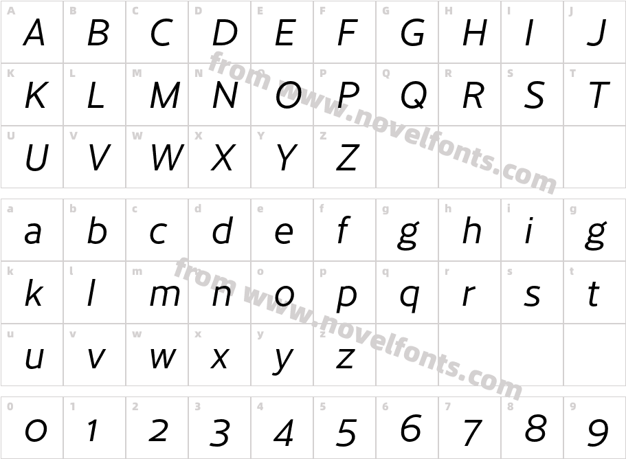 Cresta Regular ItalicCharacter Map