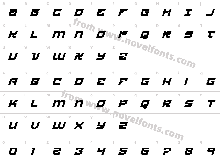 Crimson Destroyer Super ItalicCharacter Map