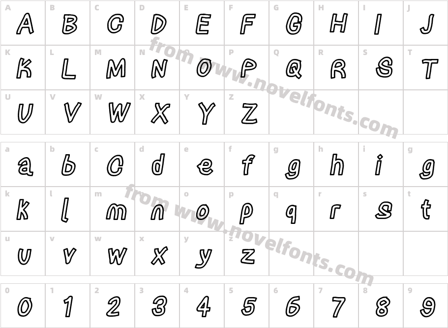 LinerTape ItalicCharacter Map