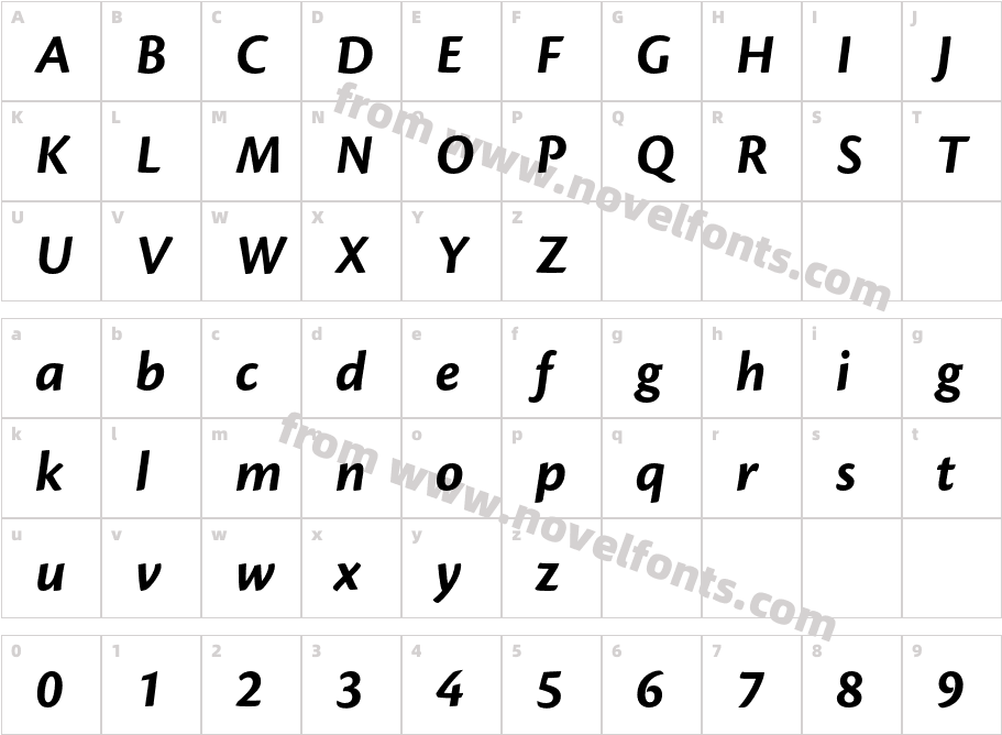 Cronos Pro Bold Capt ItCharacter Map