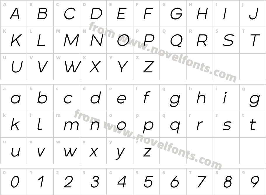 Crox Light ItalicCharacter Map
