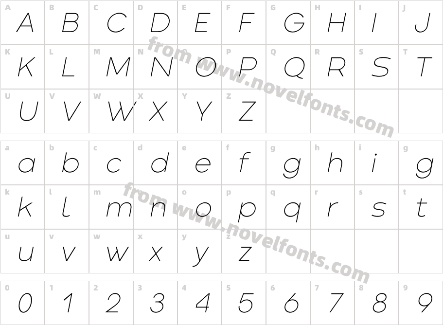 Crox Thin ItalicCharacter Map