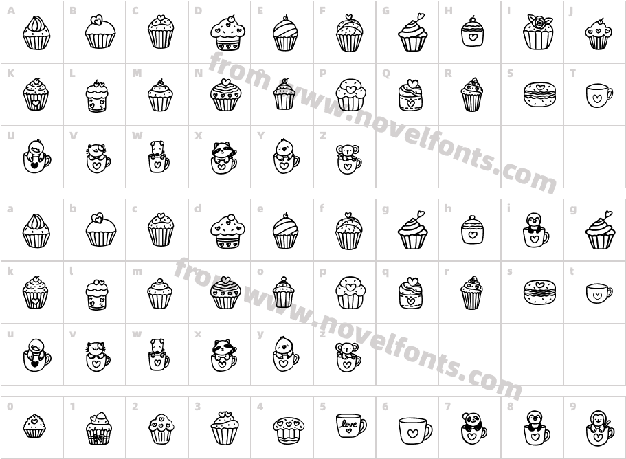 Cupckes RegularCharacter Map