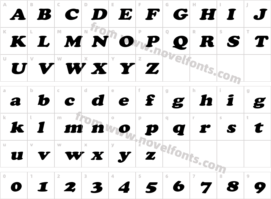 Cupid Wide ItalicCharacter Map