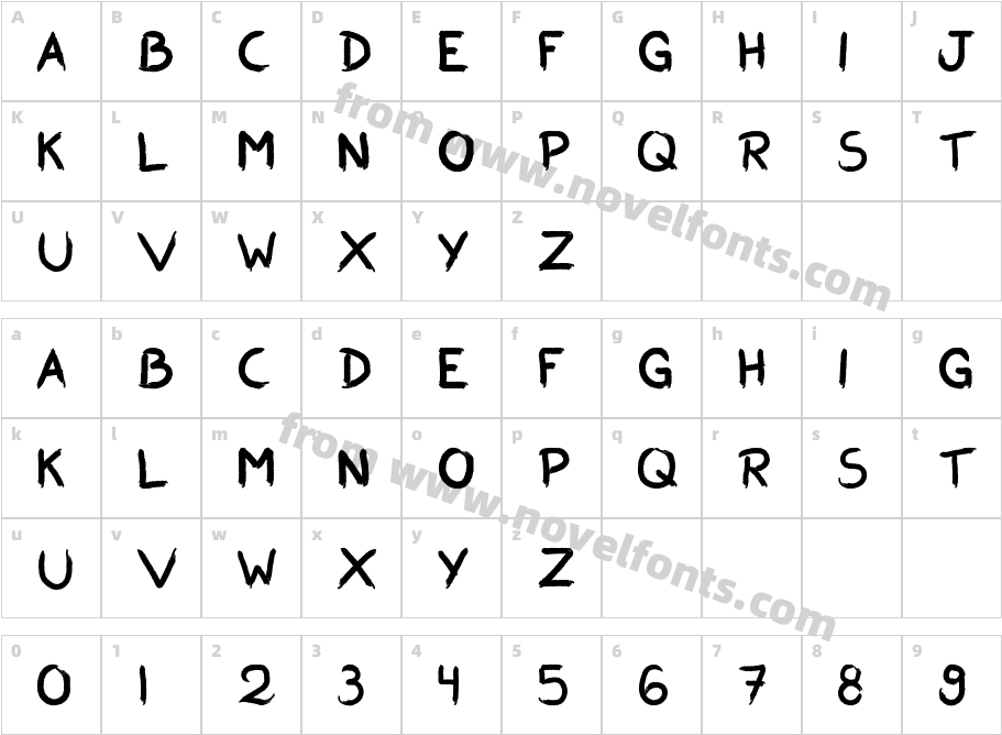 Cursed Brush Font RegularCharacter Map